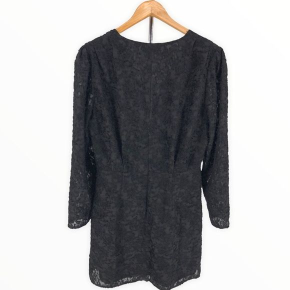 Wayf Rae Black Puff Long Sleeve Ruched Mini Dress size Large - Picture 10 of 14